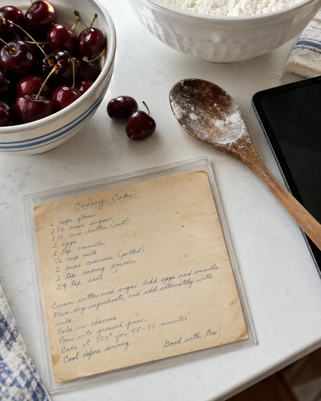 Keep the handwriting with the family recipe