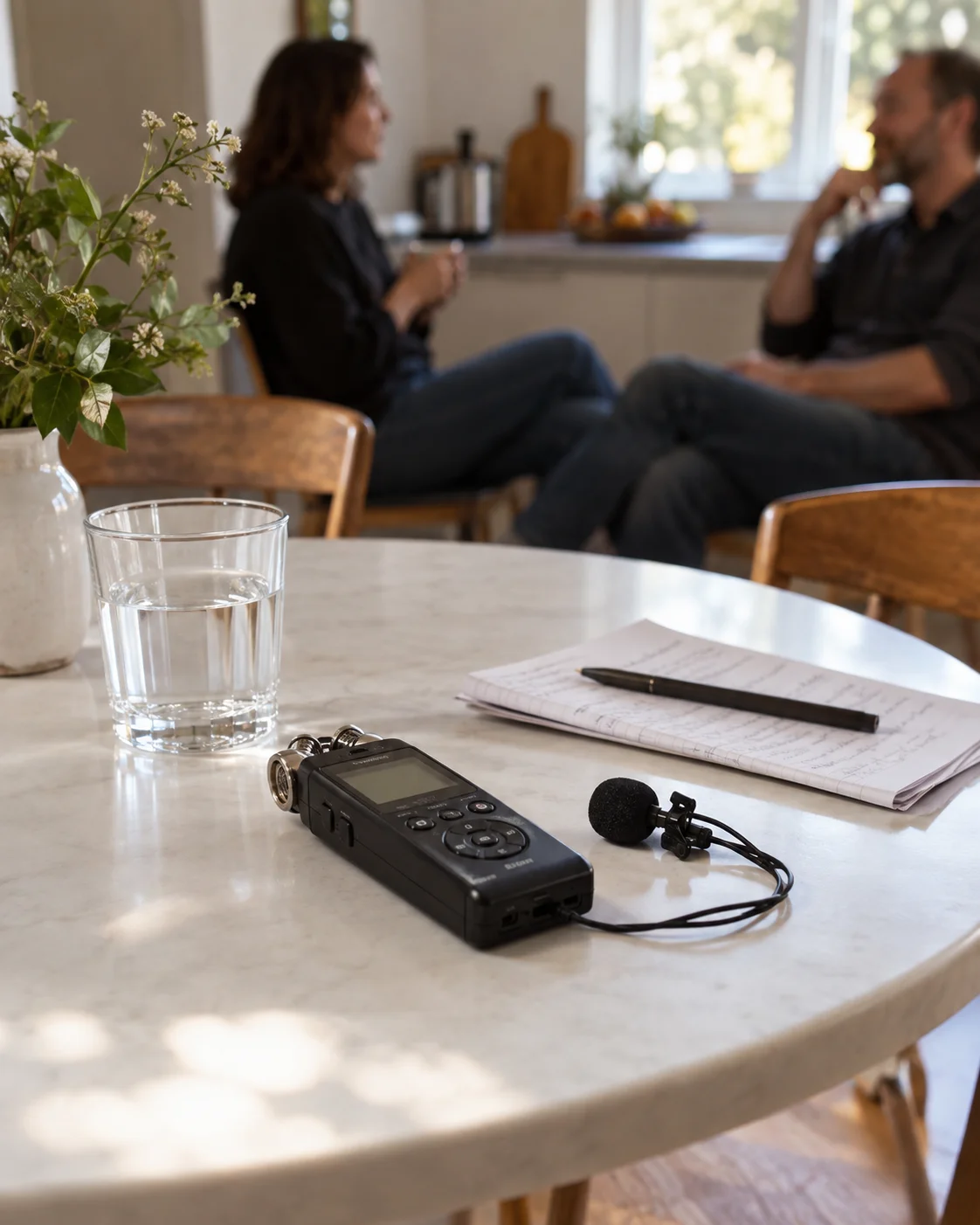 Audio recorder ready for a family conversation